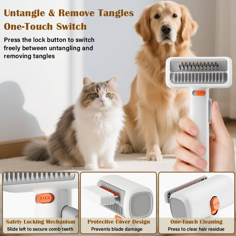 2-in-1 Cat Comb for Dematting & Deshedding,Efficiently Remove Loose Hair & Matted Fur,Undercoat Mat Dematting Tool